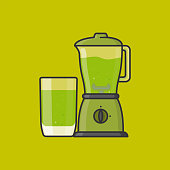 istock Green juice in glass and blender vector millustration 1483291910