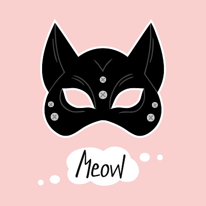 Cat mask, meow. Vector Illustration for printing, backgrounds, covers and packaging. Image can be used for greeting cards, posters, stickers and textile. Isolated on white background.