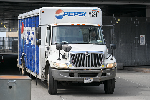 New York City, United States, April 6, 2023 - Pepsi Truck Navistar International downtown New York