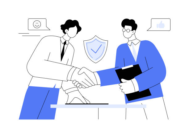 illustrazioni stock, clip art, cartoni animati e icone di tendenza di fidati dell'illustrazione vettoriale del concetto astratto. - silhouette handshake business customer