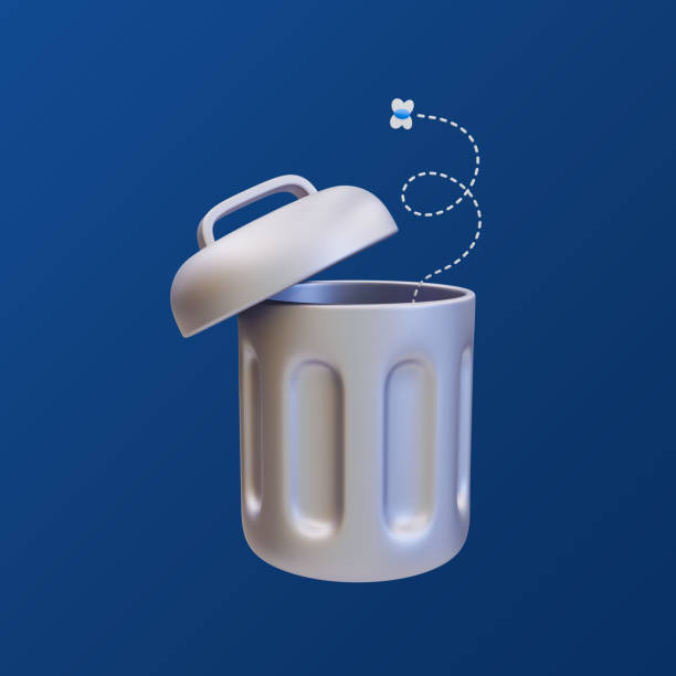 trash can icon in colorful flat design style