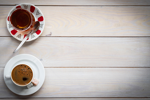 Turkish coffee and black tea