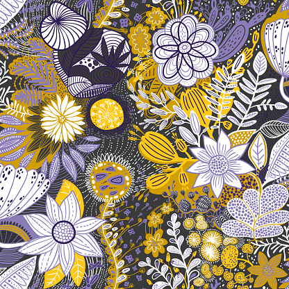 The half-drop pattern features flowers and leaves. Suitable for textiles and other surfaces.