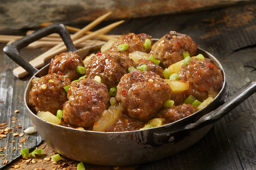 Sweet and Sour Pork Meatballs with Pineapple