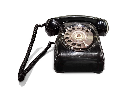 old desk phone front view isolated on a white background
