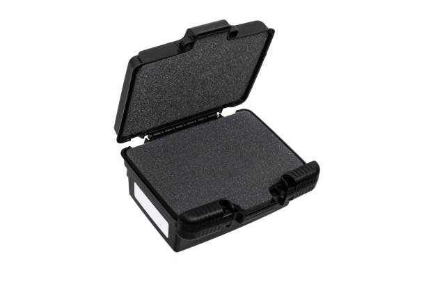 istock Black plastic container with foam inside for safe storage and transportation of fragile and expensive items. Sturdy plastic case. Isolate on a white background. 1483303291