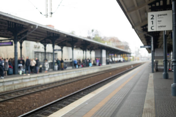 City empty railway station in Gdansk, Poland. High quality photo