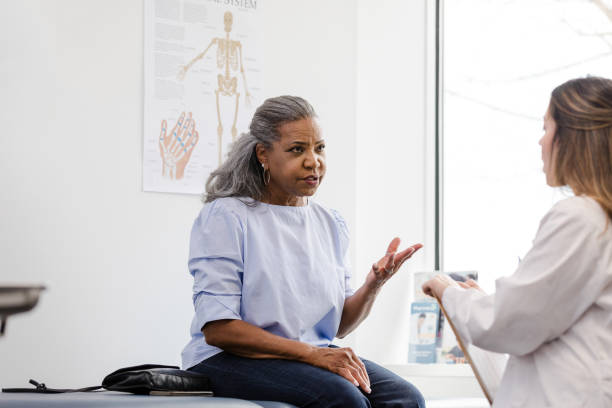istock Senior woman gestures while trying to understand diagnosis 1483304533