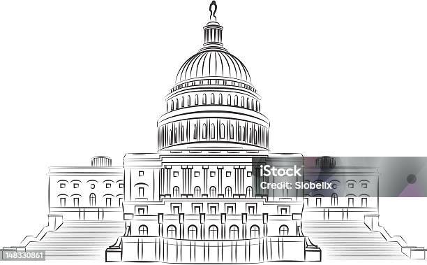 Capitol Kontur Vektorillustration Stock Vektor Art und mehr Bilder von Kapitol - Capitol Hill - Kapitol - Capitol Hill, Washington DC, Illustration