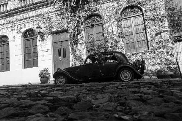 istock Old car on a cobbled street 1483310954