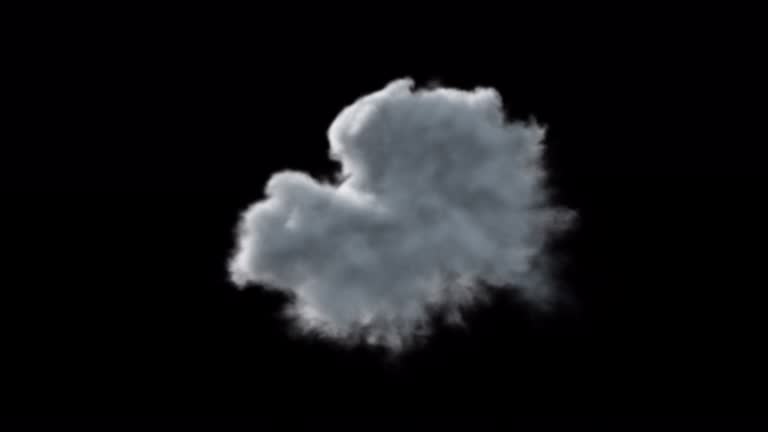 white cloud isolated in time lapse on black background with alpha channel