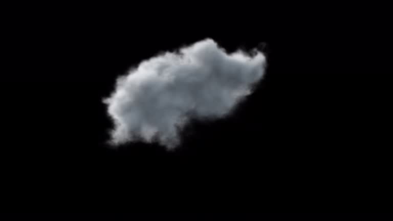 white cloud isolated in time lapse on black background with alpha channel