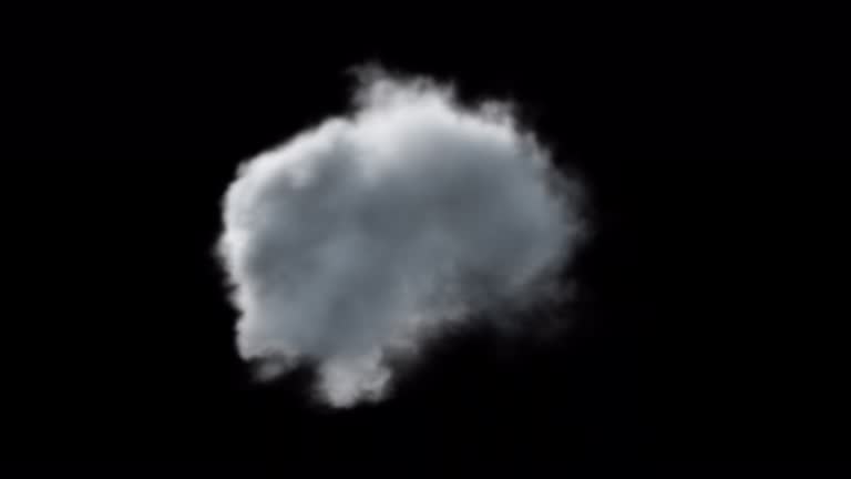 white cloud isolated in time lapse on black background with alpha channel