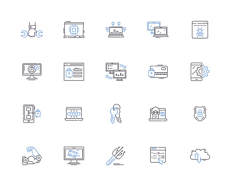 Security line icons collection. safety, protection, safeguard, safeguard, trustworthiness, vigilance, defense vector and linear illustration. watchfulness, wariness, care outline signs set