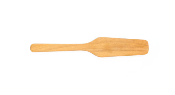 istock Wooden cooking flat spatula isolated on white background. Close up. 1483312875