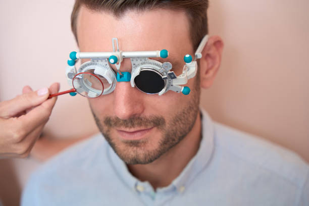 istock Confident man getting qualified ophthalmology consultation in the modern office 1483314279