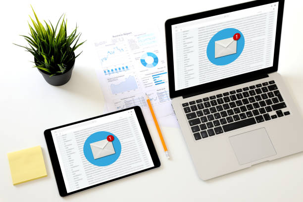 Email online messaging social media marketing laptop