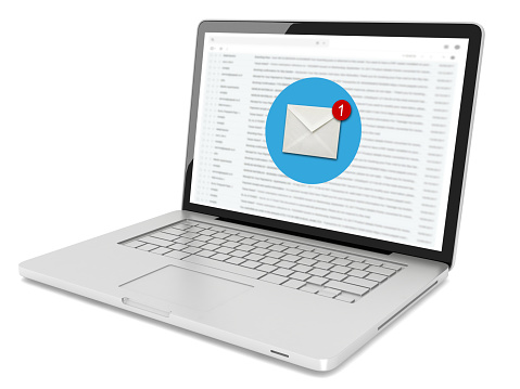 Email online messaging laptop computer isolated