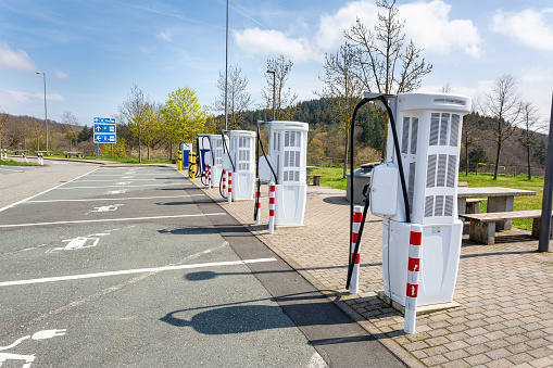Electric vehicle charging station - charging columns