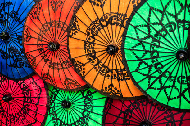 istock Colorful umbrellas for sale in Bagan, Myanmar 1483319488
