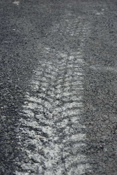 istock Car tire mark on the asphalt 1483321266