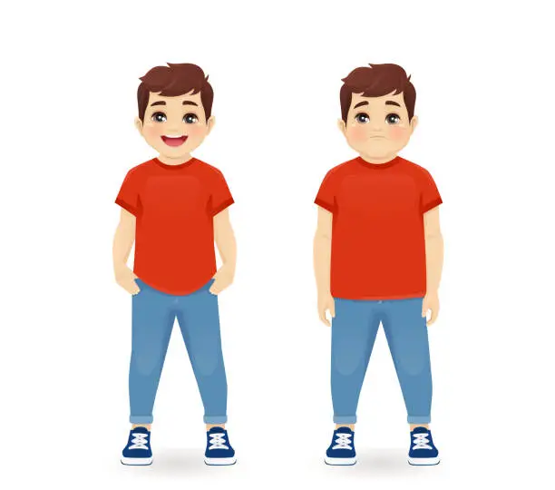 Vector illustration of Fat and thin boy