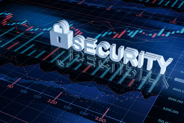 istock Creative security padlock on blue forex chart wallpaper. Financial growth and data protection concept. 3D Rendering. 1483322639