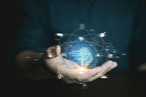 istock Technology AI concept, People holding and touching AI icon on screen 1483325636