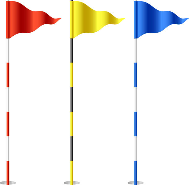 golf flagi - red flag sports flag golf stock illustrations