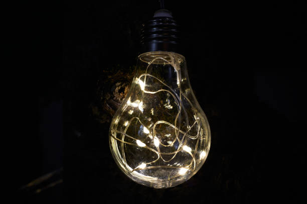 istock Decorative light bulb with lamps in the middle. Beautiful light bulb glows in the dark. 1483326964