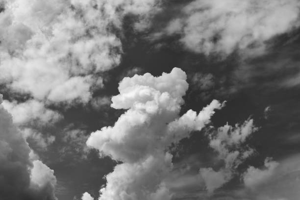 istock Gray sky with white clouds. Black and white photo. 1483327405