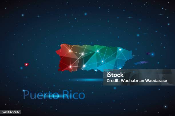 Puerto Rico Graphc Polygon Map Of Puerto Rico Vector Illustration Low Poly Color Rainbow ...