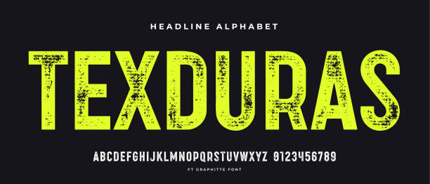illustrations, cliparts, dessins animés et icônes de titre de l’alphabet grunge - rubber stamp alphabet typescript grunge