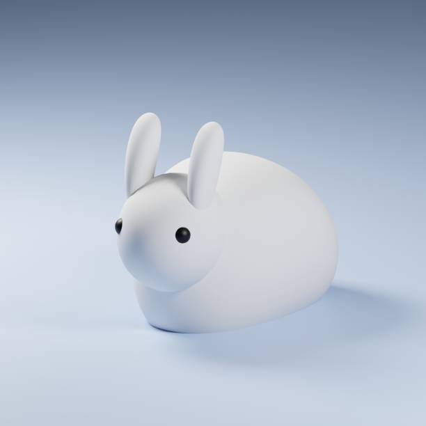 istock 3D rendered Cartoon character gray rabbit on blue background. 3d rendering illustration 1483337224