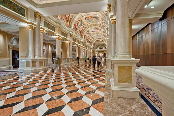 istock Luxury classic colonnade corridor with marble floor 148333794