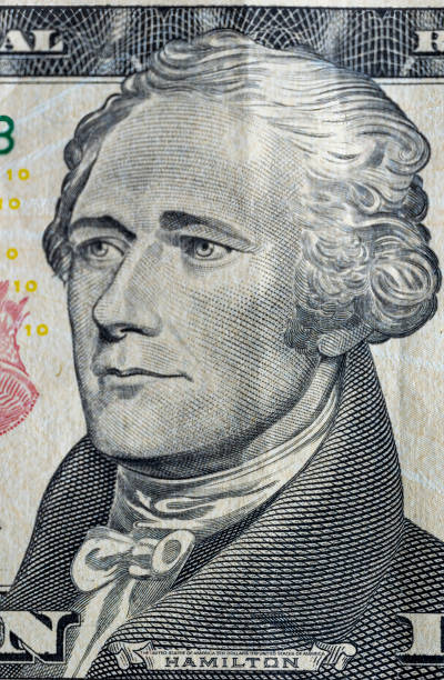 istock Alexander Hamilton portrait on a ten dollar bill, still life background 1483338914