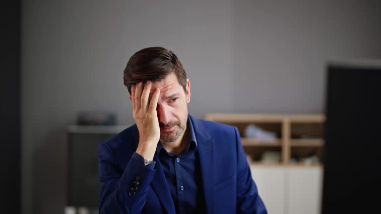 Eye Pain And Inflammation. Man With Retina Fatigue