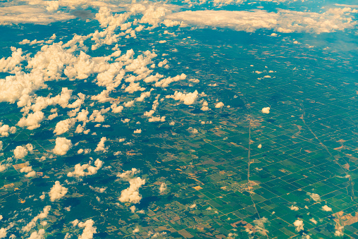 Aerial view of farms in the United States