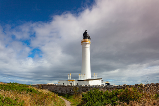 Covesea Skerries Lighthouse, originally belonging to the Northern Lighthouse Board, is built on top of a small headland on the south coast of the Moray Firth at Covesea, near Lossiemouth,Scotland.