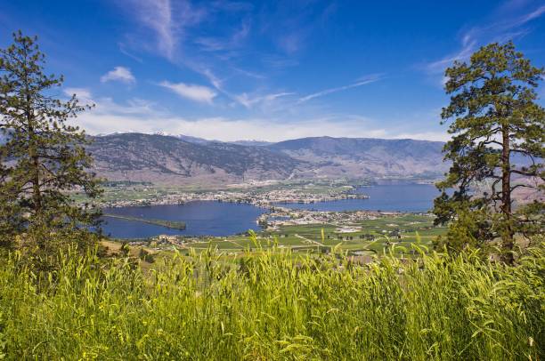 vista di osoyoos - lake osoyoos foto e immagini stock