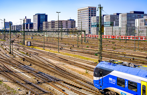 Munich, Germany - April 20: typical german train at a station in Munich on April 20.,2022