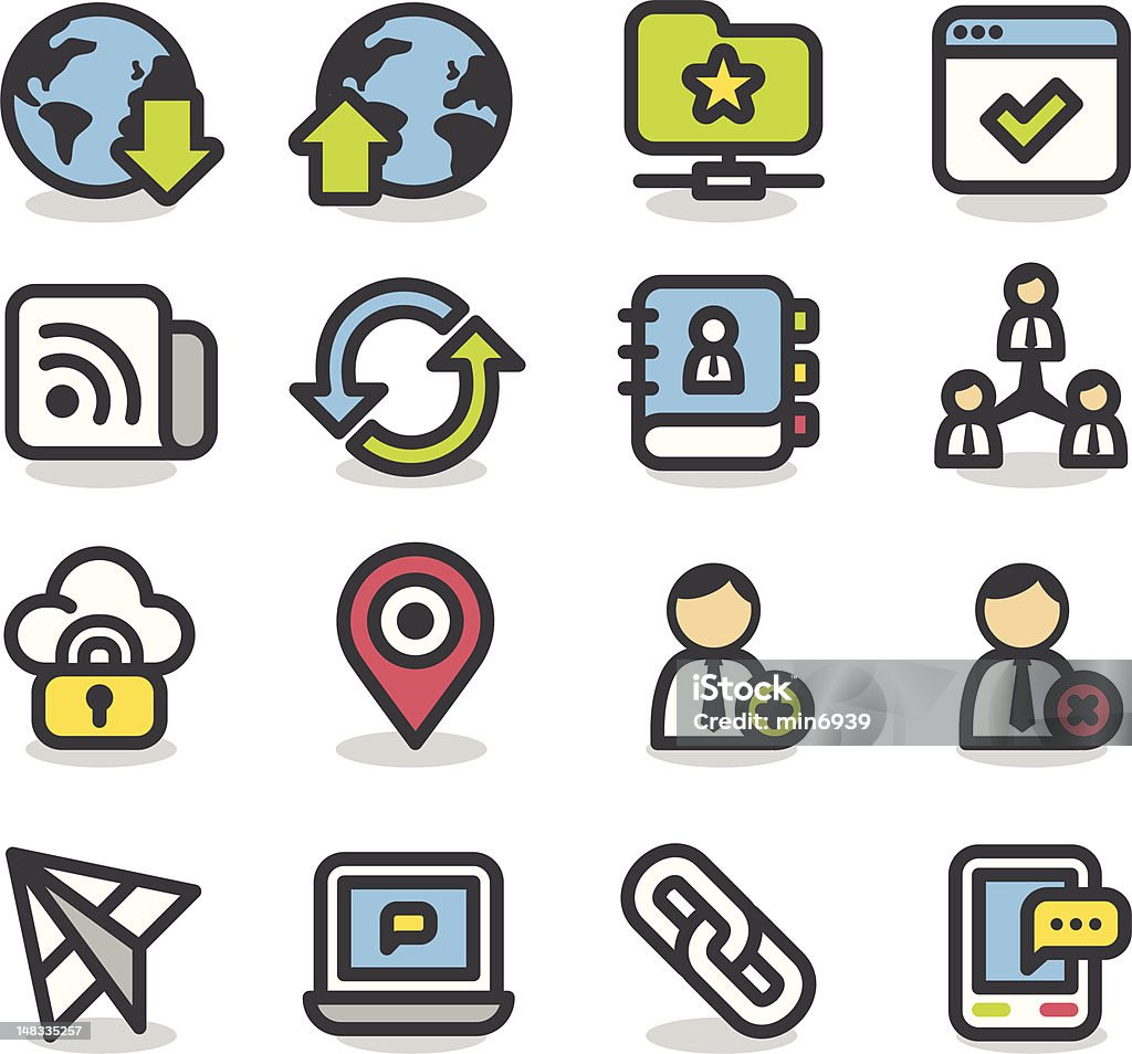 Les médias sociaux icon set/Contour Series - clipart vectoriel de Affaires libre de droits