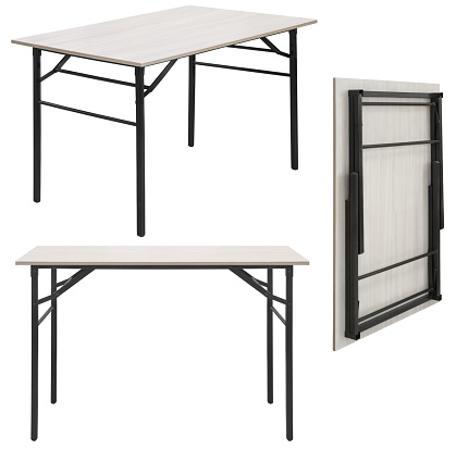Folding table. Element of the interior. Isolated from the background. View from different angles