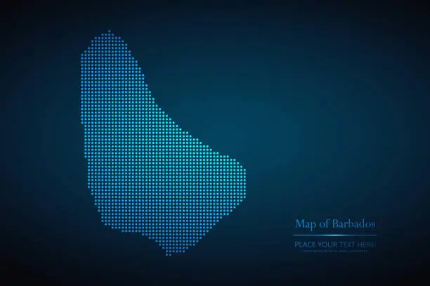 Vector illustration of Vector dotted style map of Barbados in dark blue background