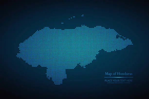 Vector illustration of Vector dotted style map of Honduras in dark blue background