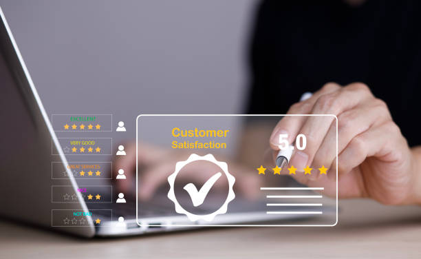 istock Man touch smartphone with Customer review satisfaction feedback survey concept, User give rating to service experience on online application, service leading to reputation ranking of business. 1483354674