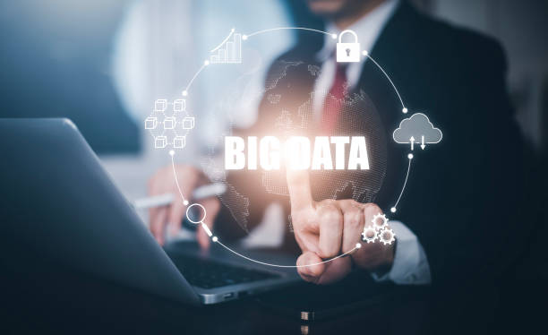istock Big data concept, Businesspeople use laptops and press the big data symbol, Data Management System on the computer, Corporate strategy for finance and technology Software development, IoT concept. 1483356865