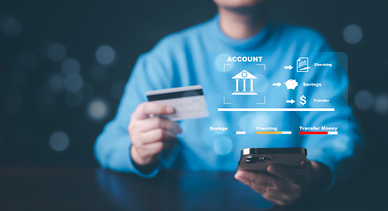 Smartphone and Online Banking apps, business people using finance and banking on the internet, and Commercial e-commerce technology. Digital online payment and shopping on the network connection.