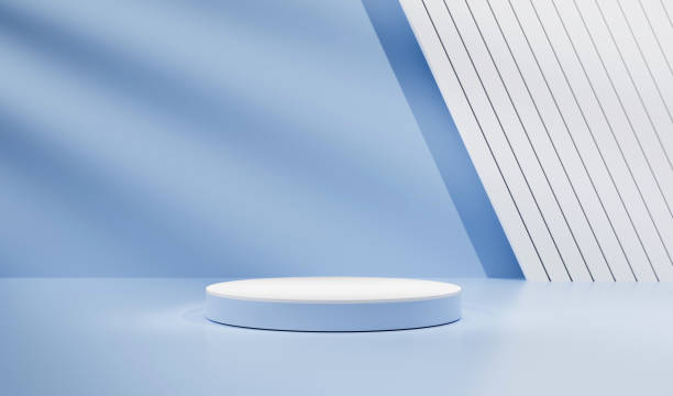 istock white studio room with sunlight and shadows background, cylindrical white podium 1483357931