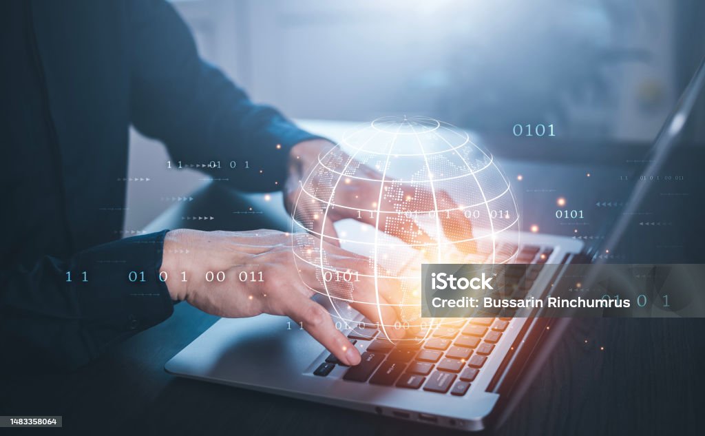 Businessman Hand Touch With Code Html And Programming On Screen Laptop ...